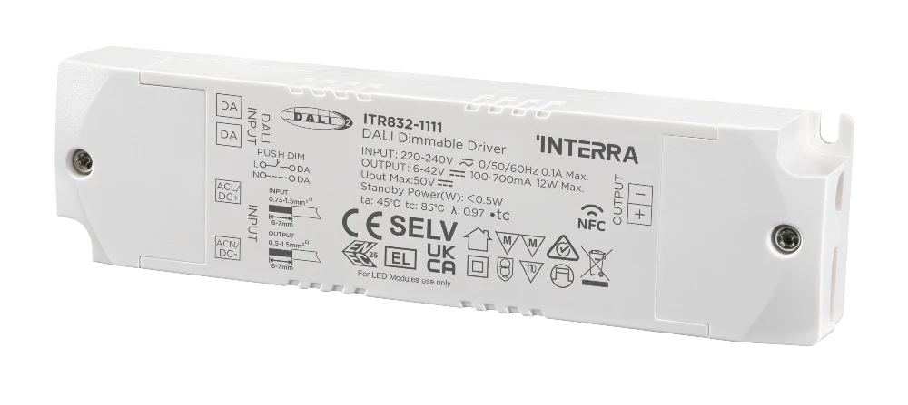 12W NFC Programlanabilir DALI-2 DT6 Constant Current LED Sürücü (100 - 700 mA)