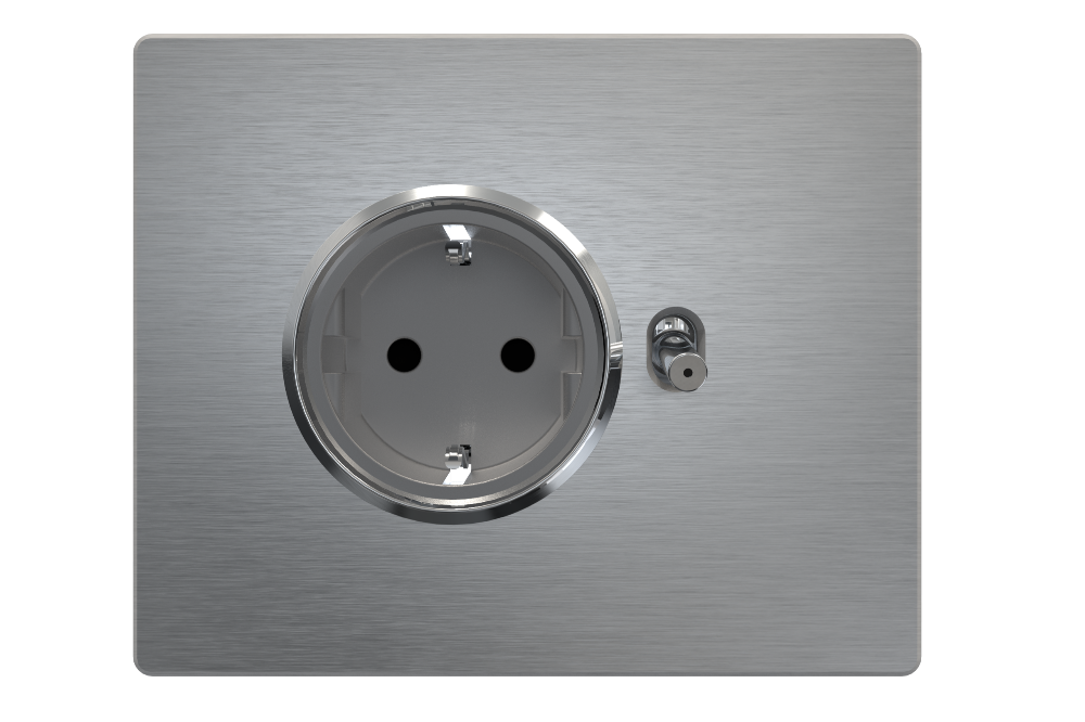 3M Yuvarlak Priz + Toggle Anahtar – Aluminium Natural