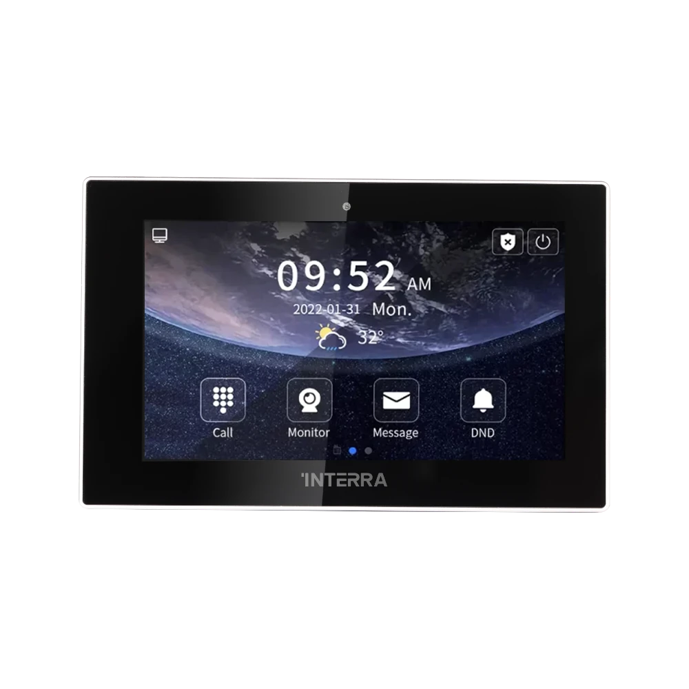 7" Linux Siyah Dokunmatik İç Mekan Monitörü - 12V DC / POE