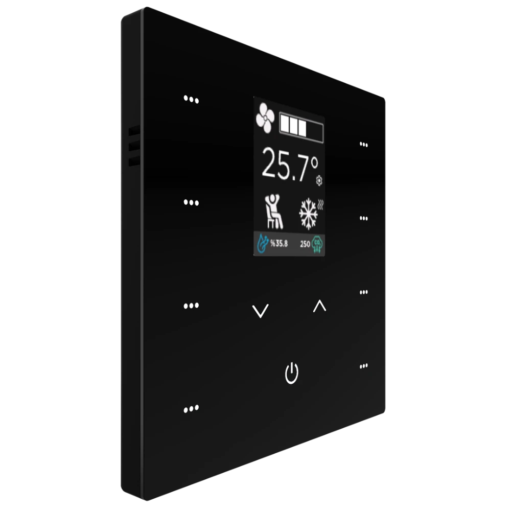 iX2 - 2" KNX Secure Dokunmatik Panel - Siyah w/LCD