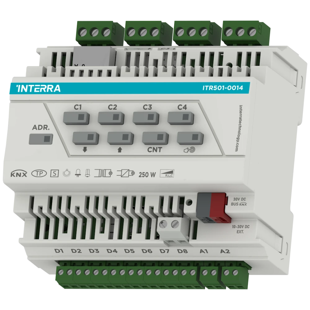 KNX Evrensel Dimmer Aktüatör- 4 Kanal (8 Dijital, 2 Analog Giriş)